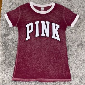PINK burgundy shirt.